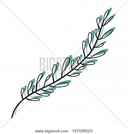 watercolor silhouette of hand drawing green leaf with several ramifications vector illustration