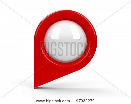 Red map pointer with blank center isolated on white background three-dimensional rendering 3D illustration