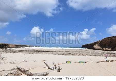 Lovely cloudy skies over Andicuri Beach in Aruba.