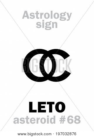 Astrology Alphabet: LETO (Latona), asteroid #68. Hieroglyphics character sign (single symbol).