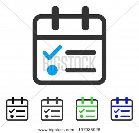 Day Tasklist flat vector pictogram. Colored day tasklist gray, black, blue, green pictogram variants. Flat icon style for graphic design.