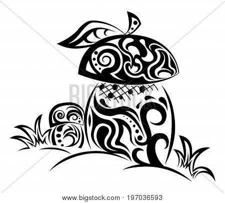Zentangle-inspired abstract vector illustration of forest mushrooms