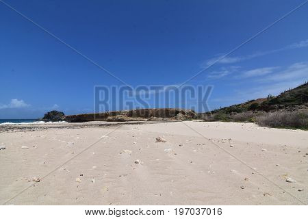Beautiful white sand Andicuri Beach on Aruba's east coast.