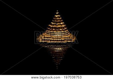 The pyramid meru chakra on a black background