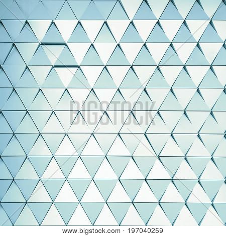 Abstract 3D illustration. modern aluminum facade of triangles