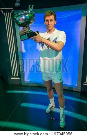 Prague, Czech republic, July 22, 2017: Ivan Lendl in Grevin museum of the wax figures in Prague.