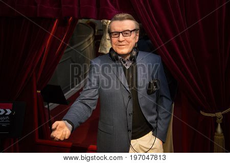 Prague, Czech republic, July 22, 2017: Milos Forman in Grevin museum of the wax figures in Prague.