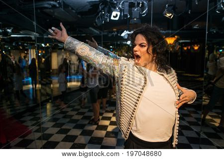 Prague, Czech republic, July 22, 2017: Michael Jackson in Grevin museum of the wax figures in Prague.
