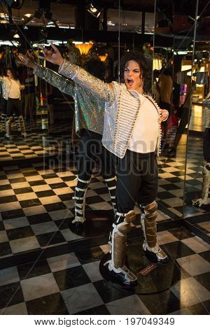 Prague, Czech republic, July 22, 2017: Michael Jackson in Grevin museum of the wax figures in Prague.