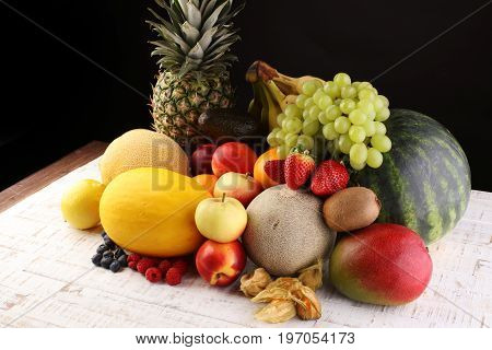 Fresh Fruits.mixed Fruits Background.healthy Eating, Dieting, Love Fruits.