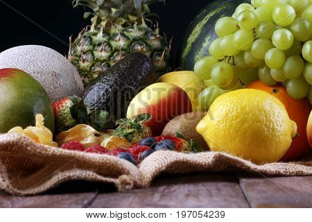 Fresh Fruits.mixed Fruits Background.healthy Eating, Dieting, Love Fruits.