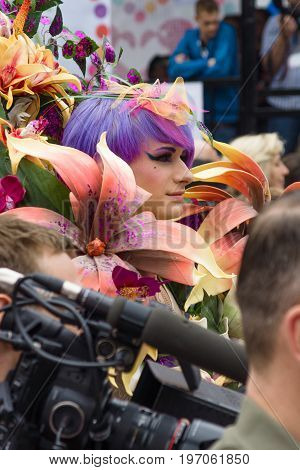 BERLIN GERMANY - JUNE 27 2015: Christopher Street Day (CSD). The annual European LGBT celebration and demonstration held in Berlin for the rights of LGBT people and against discrimination and exclusion.