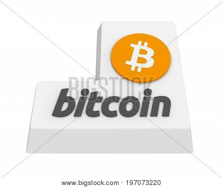 Bitcoin Enter Button isolated on white background. 3D render