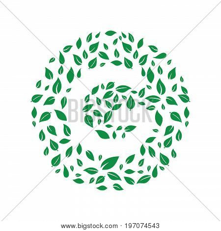 Leaf Eco Logo circle shape design vector template. Letter G for Garden concept icon.
