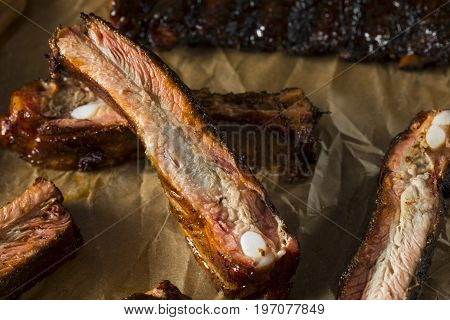 Homemade Smoked Barbecue St. Louis Style Pork Ribs