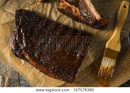 Homemade Smoked Barbecue St. Louis Style Pork Ribs