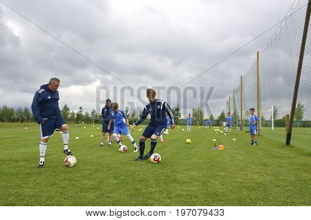 Ghimbav, Brasov, Romania - Agust 3: Soccer Football Training Camp For Kids, Children At Forex Ghimba