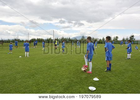 Ghimbav, Brasov, Romania - Agust 3: Soccer Football Training Camp For Kids, Children At Forex Ghimba