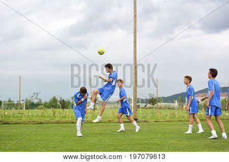 Ghimbav, Brasov, Romania - Agust 3: Soccer Football Training Camp For Kids, Children At Forex Ghimba