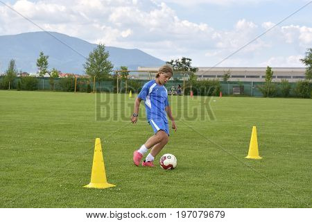 Ghimbav, Brasov, Romania - Agust 3: Soccer Football Training Camp For Kids, Children At Forex Ghimba