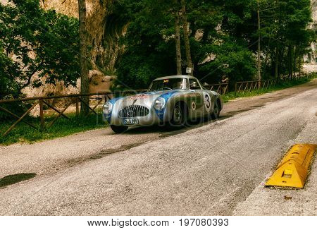 PESARO, ITALY - MAY 15: MERCEDES-BENZ 300 SL W 194 PROTOTYPE 1952` old racing car in rally Mille Miglia 2015 the famous italian historical race 1927-1957 on May 15 2015
