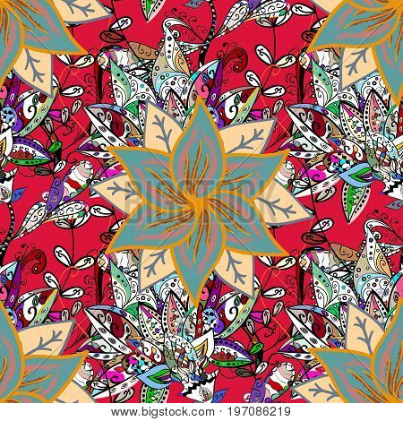 Multicolo elegant little flowers and funny bugs on a background vector texture illustration.