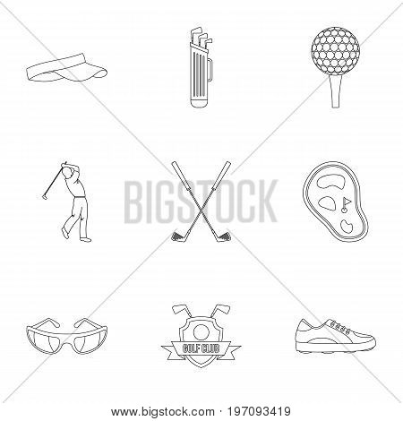 Championship golf icons set. Outline set of 9 championship golf vector icons for web isolated on white background