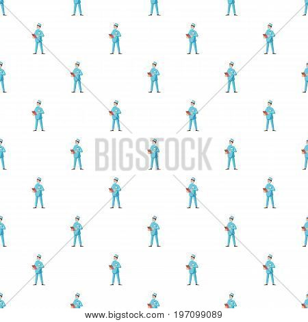 Doctor pattern seamless repeat in cartoon style vector illustration