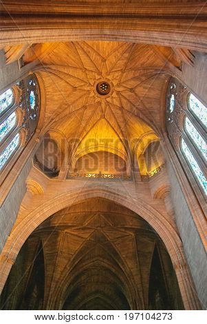 unique interior of cathedral in Liverpool England