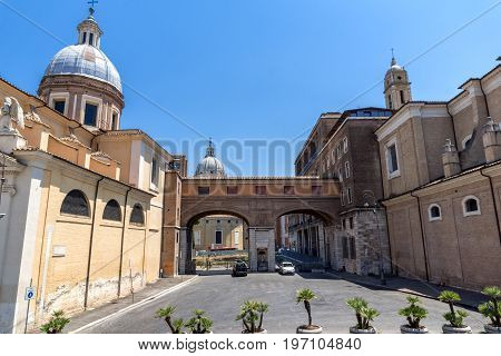 ROME, ITALY - JUNE 22, 2017: Amazing view of Chiesa di San Rocco all Augusteo in Rome, Italy