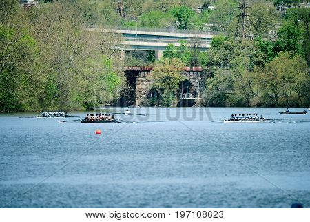 Schuylkill River Regatta competition in Philadelphia, Pennsylvania