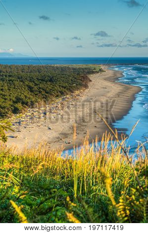 Beach viewed from North Head Lighthouse on Washington's Pacific Coast.