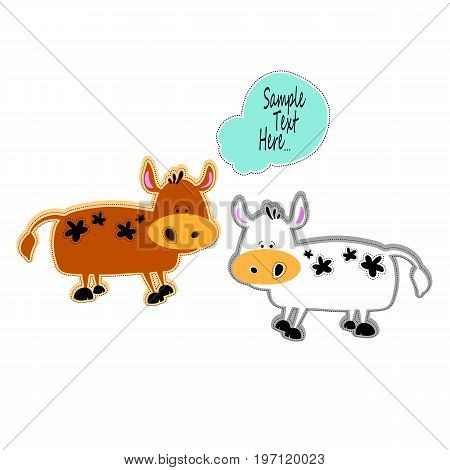 cow baby cute illustration vector animal cartoon farm fun funny happy