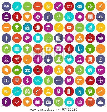 100 antiterrorism icons set in different colors circle isolated vector illustration