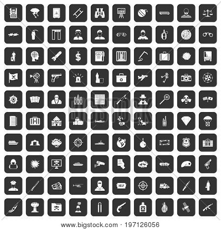 100 antiterrorism icons set in black color isolated vector illustration