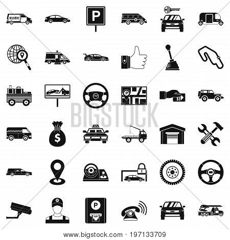Venicle icons set. Simple style of 36 venicle vector icons for web isolated on white background