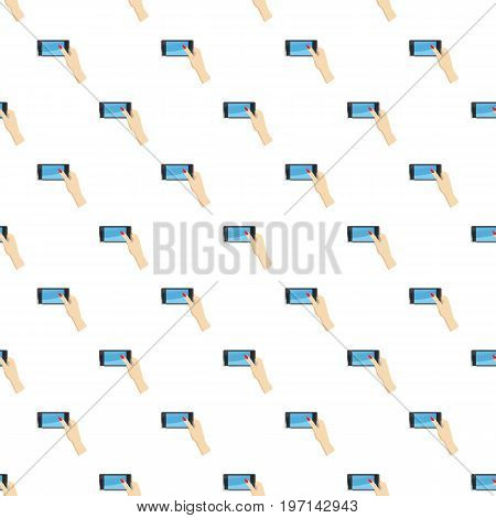 Girl taking photo pattern seamless repeat in cartoon style vector illustration