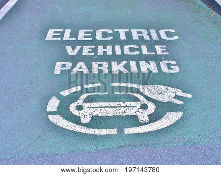Electric vehicle parking space in Dublin, Ireland.