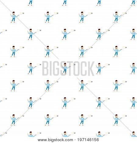 Man making selfie with a stick pattern seamless repeat in cartoon style vector illustration