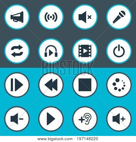 Elements Upload, Control Panel, Switch Off And Other Synonyms Quiter, Player And Plus.  Vector Illustration Set Of Simple Audio Icons.
