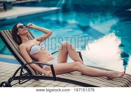 Attractive Girl Near Swimming Pool