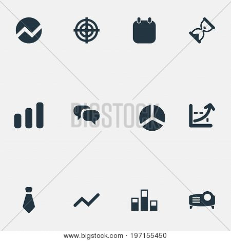Elements Conversation, Segment, Goal And Other Synonyms Aim, Calendar And Economics.  Vector Illustration Set Of Simple Presentation Icons.