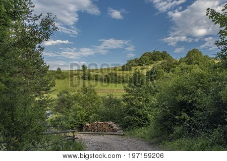 Sunny Summer Day Over Lesnica Village In National Park Pieniny