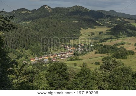 Sunny Summer Day Over Lesnica Village In National Park Pieniny