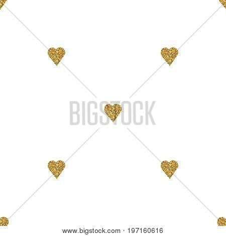 Gold Heart Seamless Pattern On White Backgroung