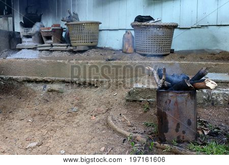 Brazier in the local house in Thailand.