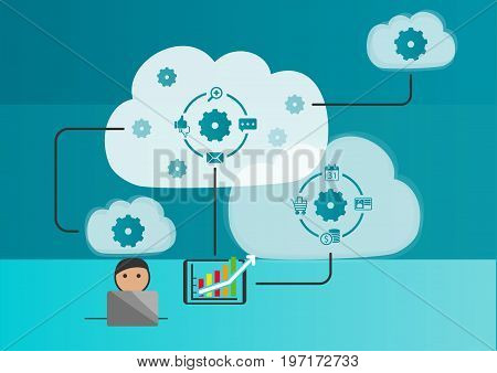 Cloud automation and internet of things concept as vector illustration