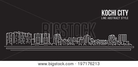 Cityscape Building Line art Vector Illustration design - Kochi city