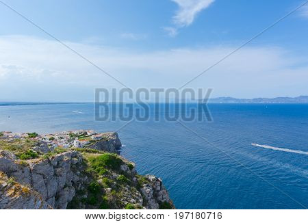 Rosas Gulf in Costa Brava from Montgo Cape .Montgo cape and bay are a natural and awesome place of la Escala and Torroella de Montgri in Girona province, Catalonia, Spain