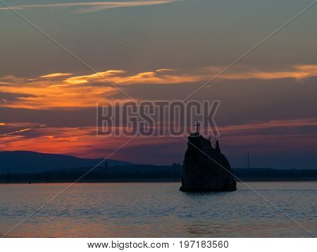 Babakay Rock Near Moldavia At The Entrance Of The River Danube On The Romanian Territory